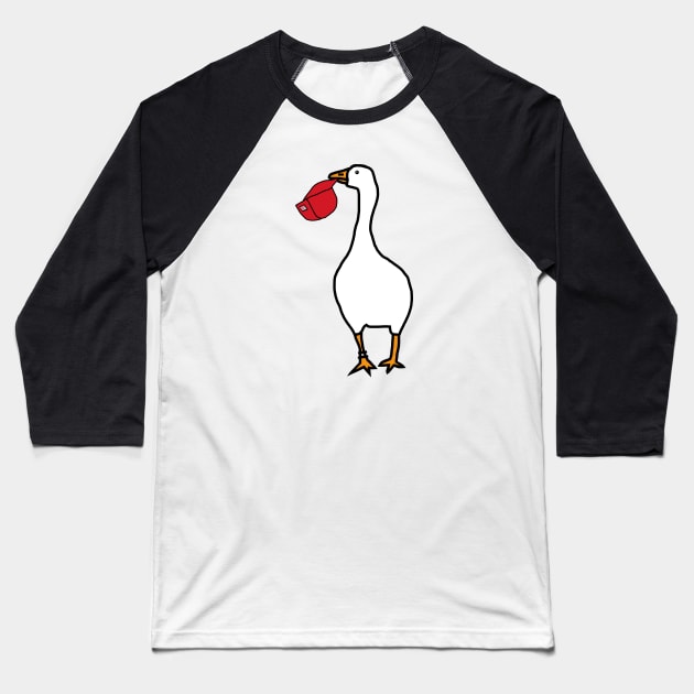 White Goose Steals Red Hat Baseball T-Shirt by ellenhenryart